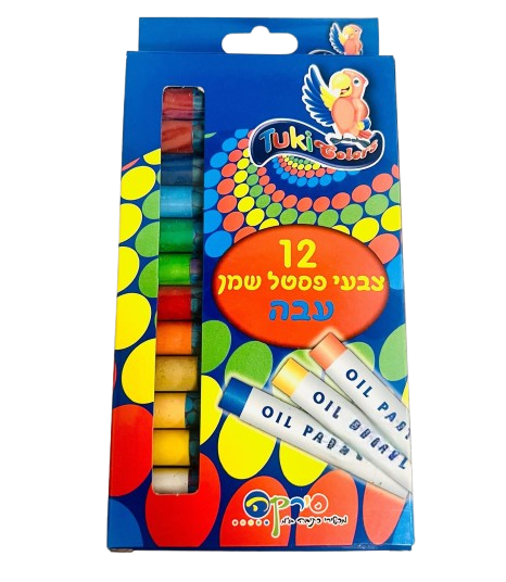 צבעי פסטל שמן עבה - 12 יח'