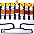 עבודת יצירה חנוכיה עם מדבקות להבה