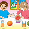 יצירה אנו מכינים מיץ עם מדבקות