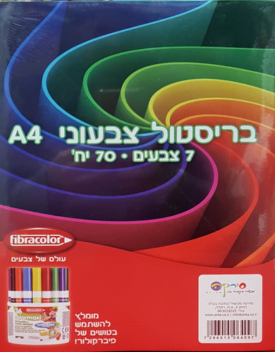 בריסטול A4 צבעוני 70 יח