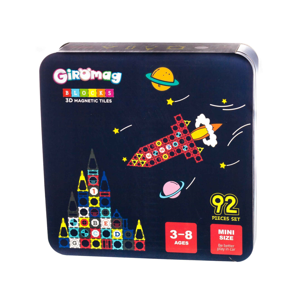 משחק מגנטים MINI TILES 92 חלקים GIROMAG- אזל במלאי
