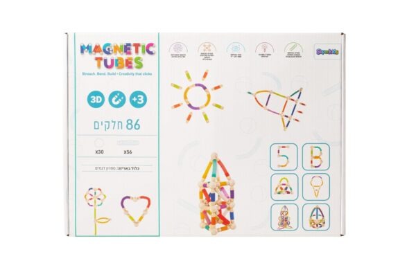 משחק מגנטים צינורות גמישים וכדורים Magnetic Tubes