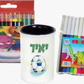 מעמד לעפרונות קרמיקה + עפרונות + טושים