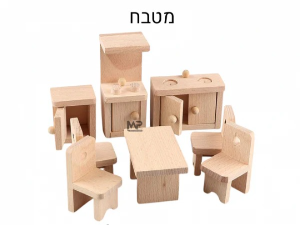 מטבח עץ - חדרי משחק לבית בובות