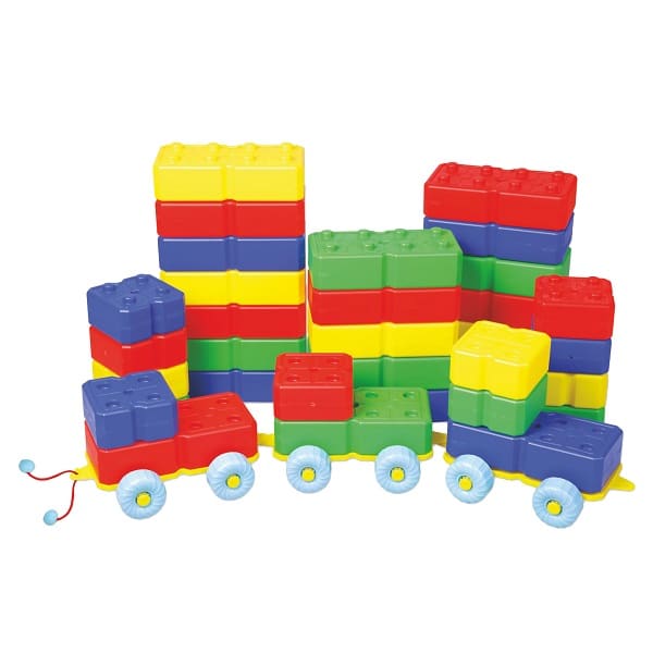 לגו גדול- 40 יח אבני בניה +גלגלים