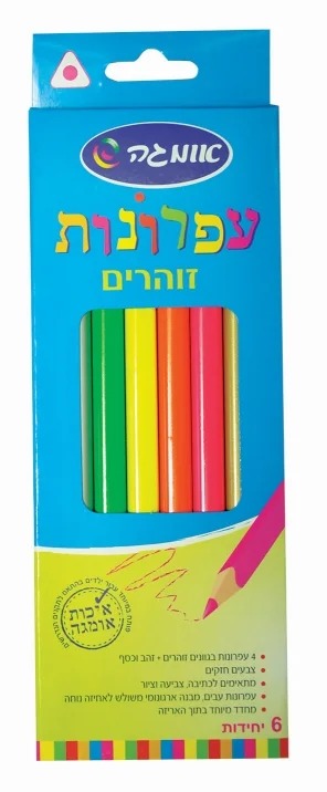 עפרונות זוהרים משולשים עבים 6 יח' - אומגה